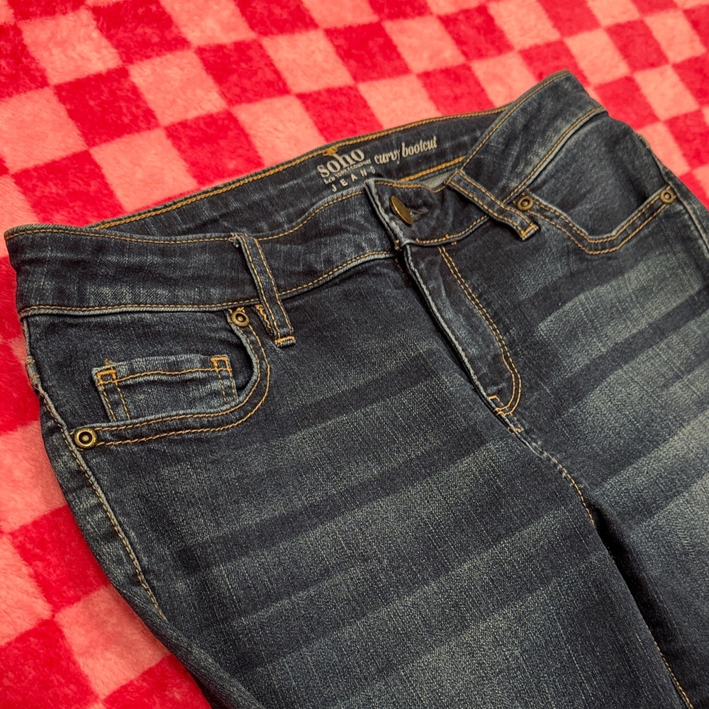 Soho Dark Blue Boot Cut Jeans - Picture 3 of 6